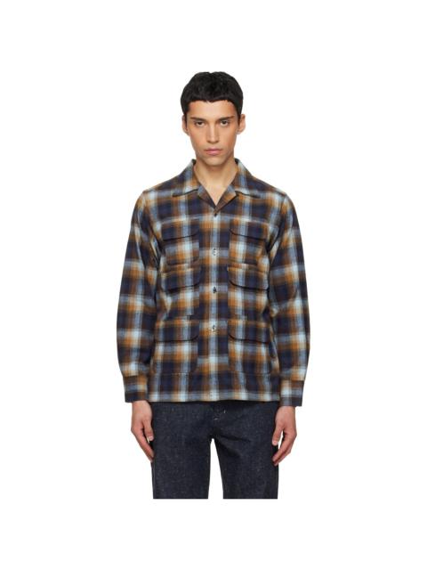 South2 West8 Navy & Brown 6 Pocket Shirt