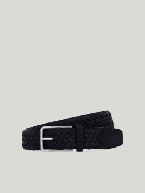Canali BRAIDED SPLIT LEATHER BELT IN NAVY BLUE