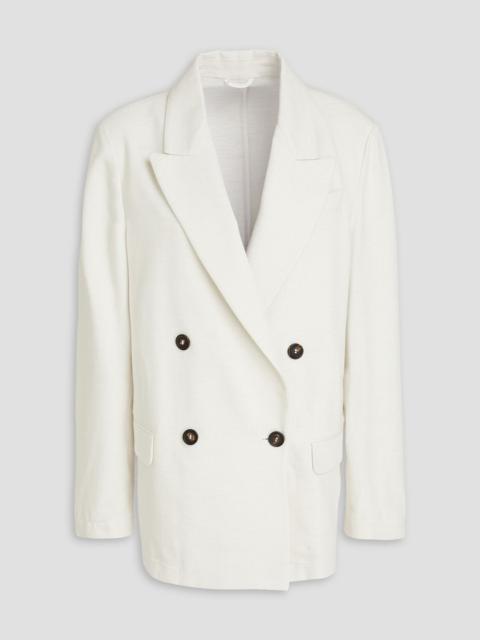 Brunello Cucinelli Double-breasted metallic cotton-blend twill blazer