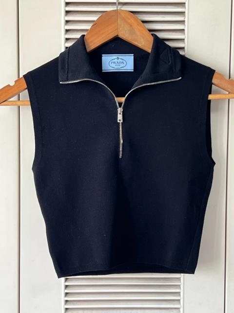 Prada Prada Black Turtleneck Zip Knit Sleeveless Vest