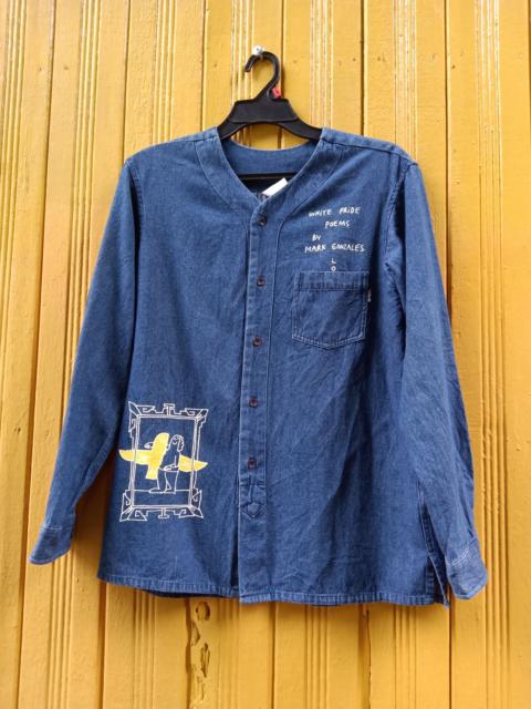Other Designers Designer × Japanese Brand - White Pride Poem Denim Button Up Shirt by Mark Gonzales