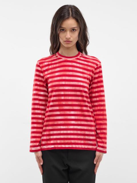 Comme Des Garçons Red Spray Stripe Long Sleeve
