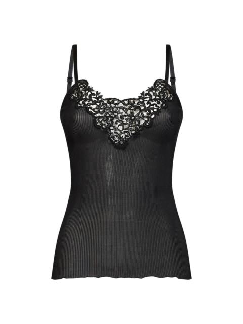 SAINT LAURENT Saint Laurent Women Black Ribbed Silk Knit Guipure Tank Top