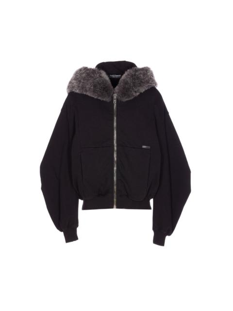 Dolce & Gabbana Dolce&Gabbana Men Hooded Sweatshirt With Fur Edge