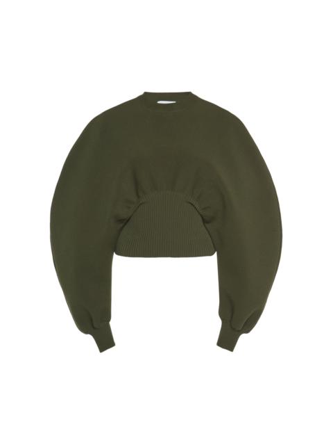 Bottega Veneta Ribbed-Trim Wool Knit Sweater green