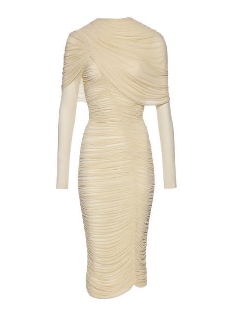 MAGDA BUTRYM Ruched Capelet Midi Dress ivory