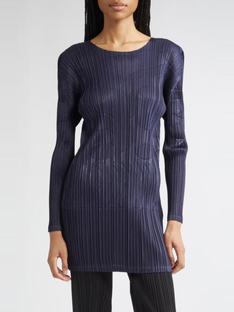 Pleats Please Issey Miyake Pleats Please Issey Miyake Tune Pleated Longline Top in Navy at Nordstrom