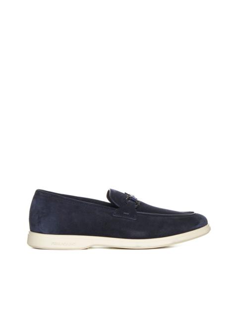 Ferragamo Men Gancini Suede Loafers
