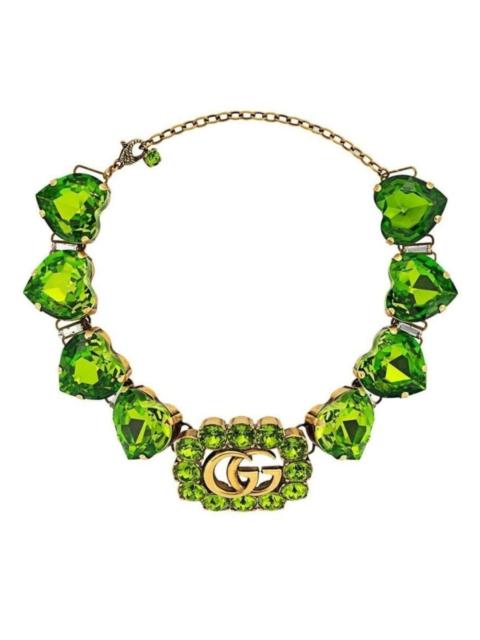 GUCCI Double G Heart-crystal Necklace