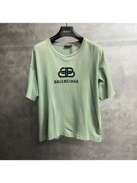 BALENCIAGA Balenciaga Green Classic Logo-Print Short-Sleeve T-Shirt