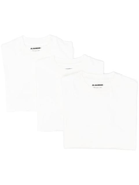 Jil Sander JIL SANDER SET OF THREE WHITE COTTON T-SHIRTS WITH LOGO