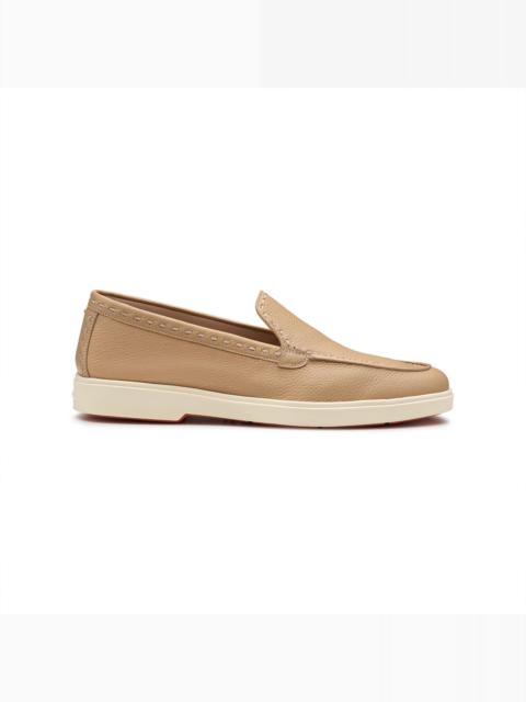 Santoni Women's beige leather loafer