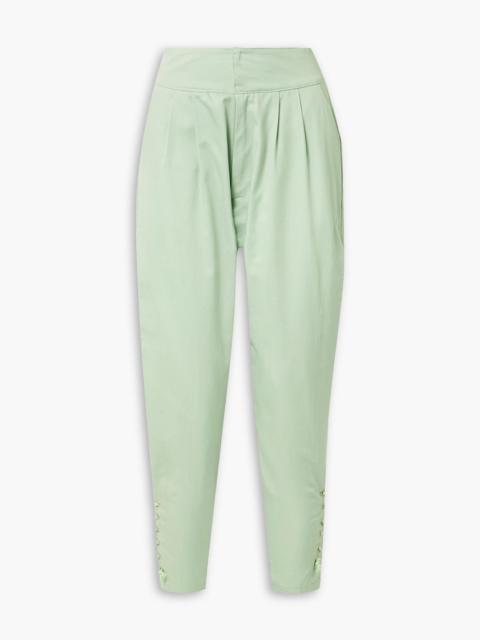 Other Designers Arielle lace-up cotton-twill tapered pants