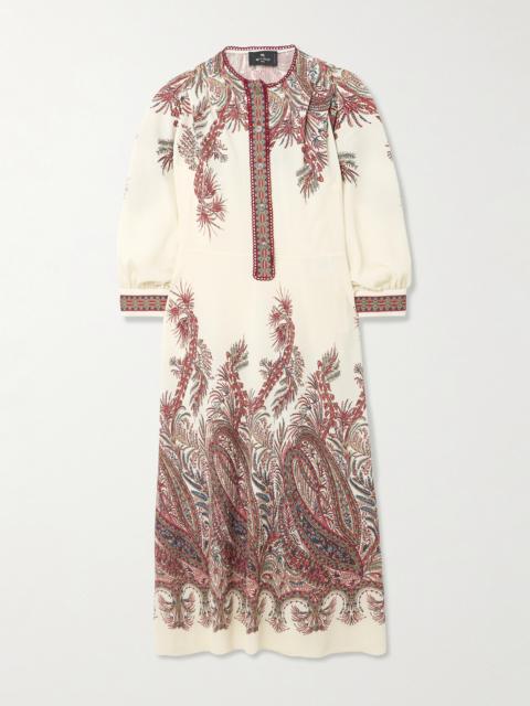Etro Picot-trimmed Paisley-print Crepe Midi Shirt Dress
