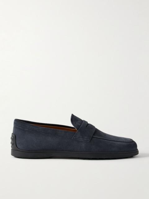 Tod's Suede Penny Loafers Navy