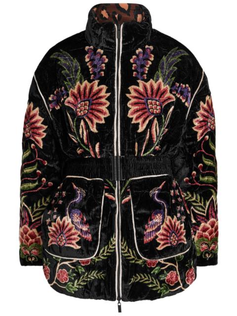 FARM RIO Farm Rio Marvelous Garden Floral-print Velvet Jacket