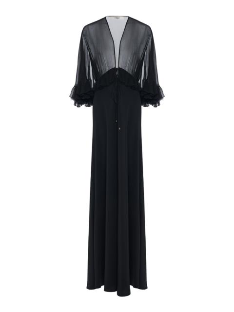 Chloé Ruffled Silk Crepe Maxi Dress black