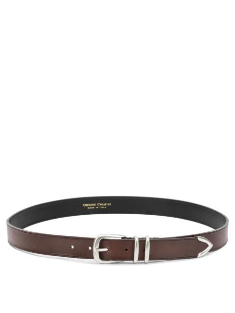 OFFICINE CREATIVE Officine Creative OC Strip Leather Belt Brown