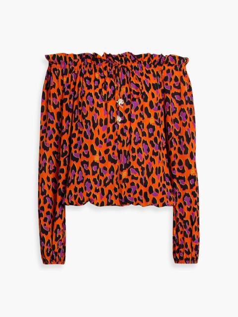 PUCCI Off-the-shoulder leopard-print georgette top