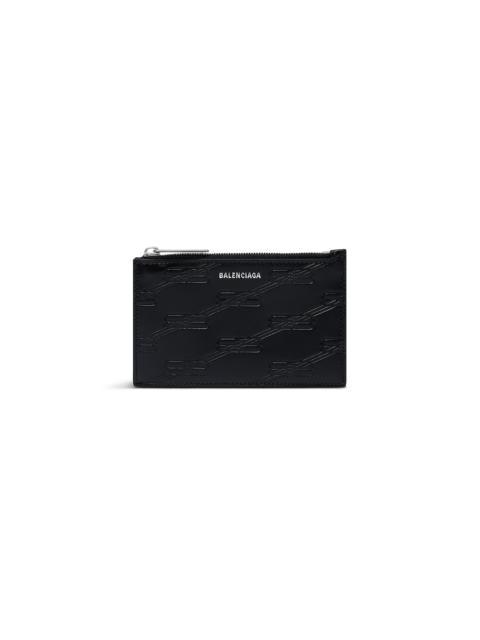 BALENCIAGA Men's Embossed Monogram Long Coin And Card Holder In Box in Black