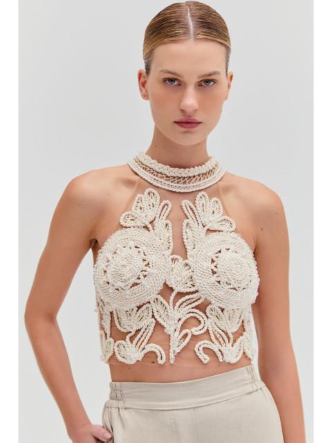 PatBO ARTICHOKE EMBROIDERED TOP