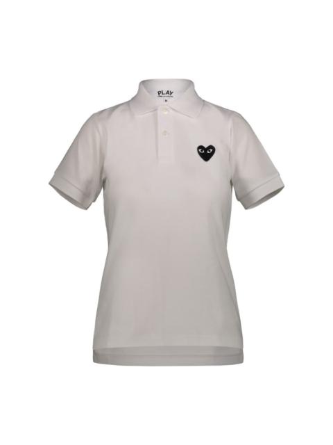 COMME DES GARÇONS PLAY COTTON POLO SHIRT WITH BLACK EMBROIDERED HEART CLOTHING