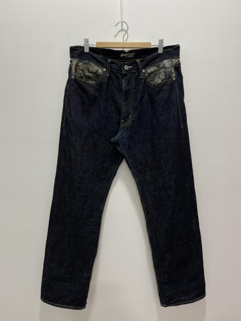 Other Designers Vintage - VINTAGE STUSSY ROUGH ART DESIGN DISTRESSED DENIM JEANS