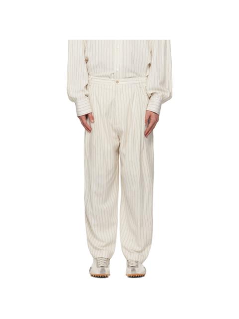 HED MAYNER Off-White Pinstripe Trousers