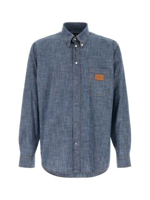 FENDI Fendi Men Light-Blue Chambray Shirt