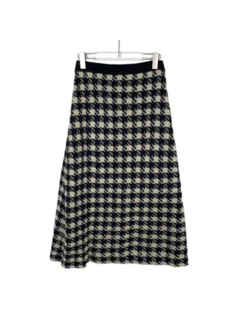 GUCCI Gucci Houndstooth Knit A-Line Midi Skirt Made In Italy Black & Cream Cashmere Bl
