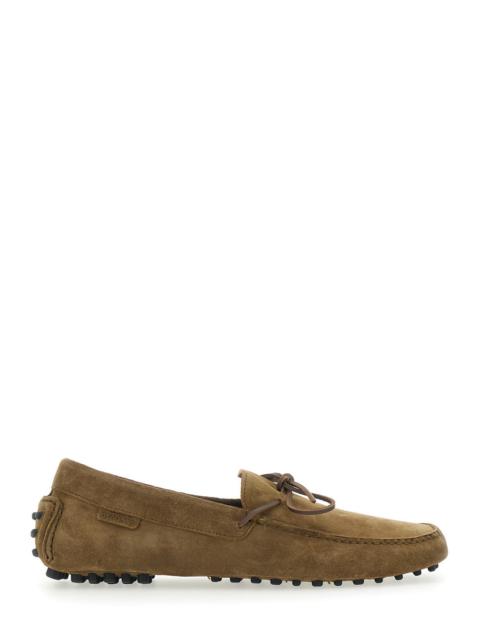 TOM FORD Tom Ford Men 'Driver' Brown Loafers With Rounded Toe And Bow Detail In Suede For Men