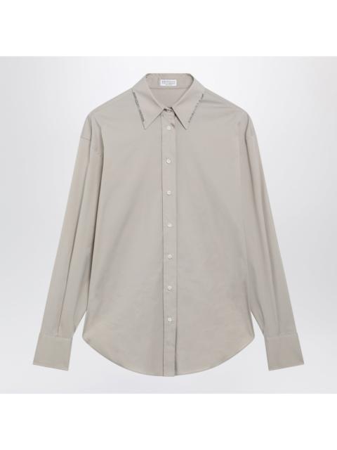 Brunello Cucinelli Brunello Cucinelli Monili Trim Stony Ground Cotton Poplin Shirt Women