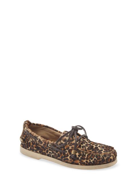 Golden Goose Golden Goose Genuine Calf Hair Boat Shoe in Beige Brown Black Leo at Nordstrom