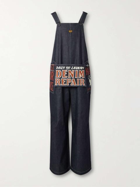 Printed Denim Overalls