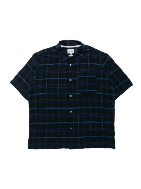 NORSE PROJECTS Ivan Relaxed Textured Check SS Shirt Dark Navy