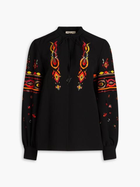 PUCCI Embroidered stretch-crepe blouse