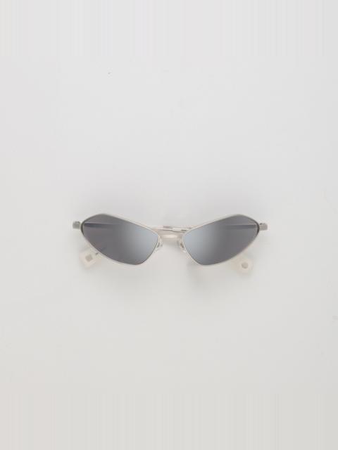 LINDA FARROW Bambino Angular Sunglasses in Metal Silver