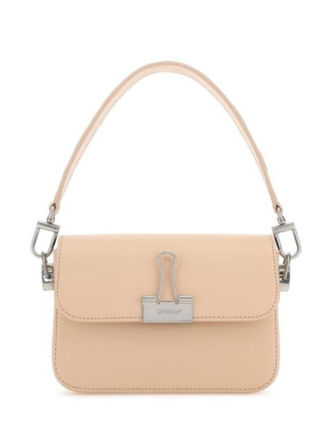 OFF WHITE Light Pink Leather Small Plain Binder Handbag