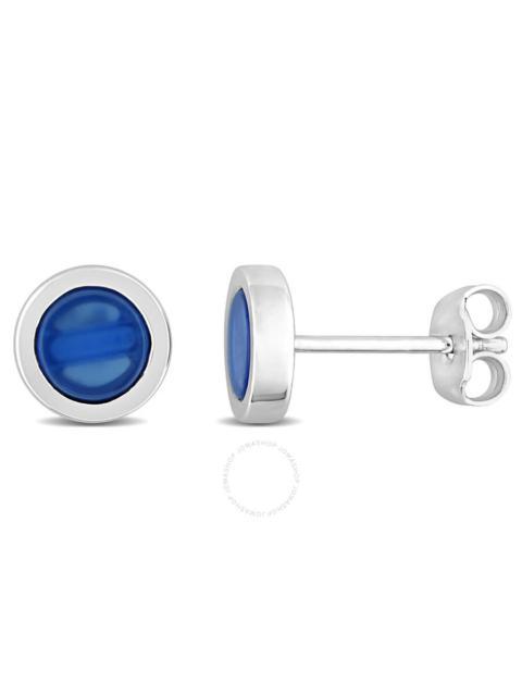 Other Designers Amour 5 / 8Ct Tgw Blue Agate Round Stud Earrings In Sterling Silver