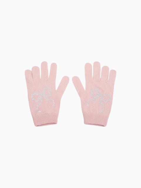 LoveShackFancy Coline Rhinestone Bow Wool-Blend Gloves
