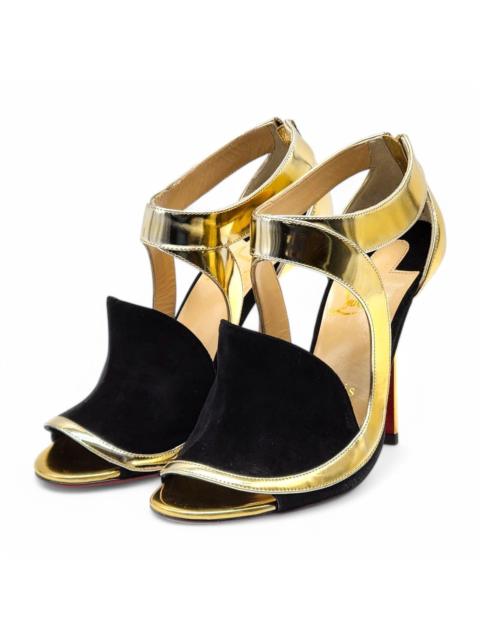 Christian Louboutin Rotonda Leather Sandal Pumps 100 - Gold EU 36 US 5.5 NWB