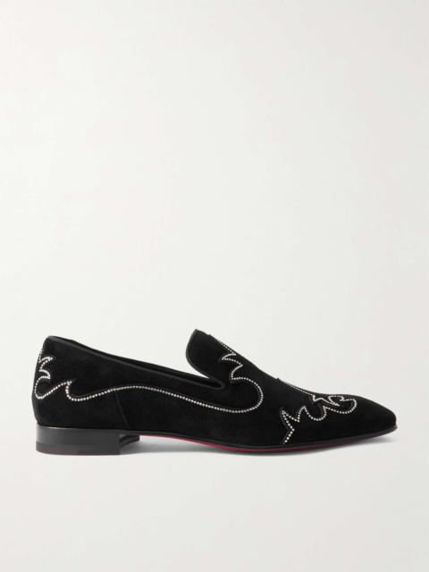 Dandysiago Grosgrain-Trimmed Embellished Velvet Loafers