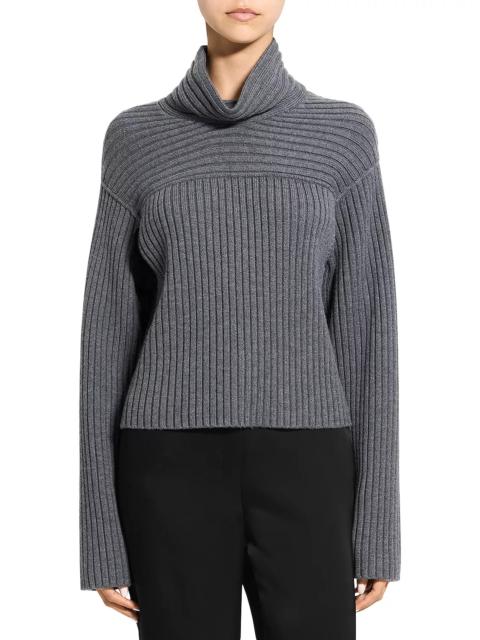 Theory Wool Ribbed Mock Neck Sweater