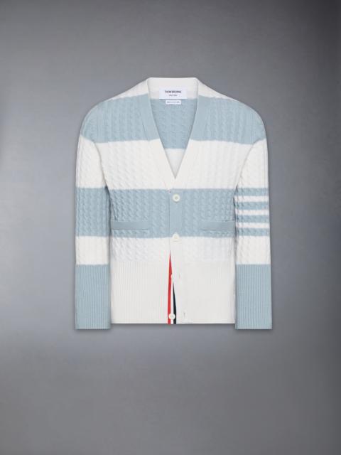 Thom Browne CASHMERE BABY CABLE STITCH 4-BAR CARDIGAN