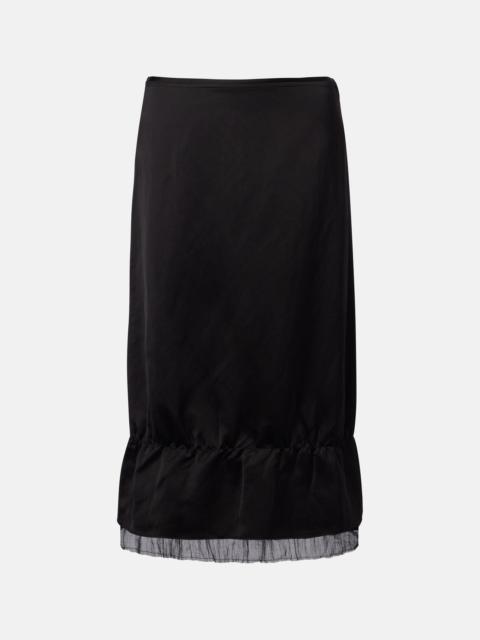 TOTEME Gauze-trimmed satin midi skirt