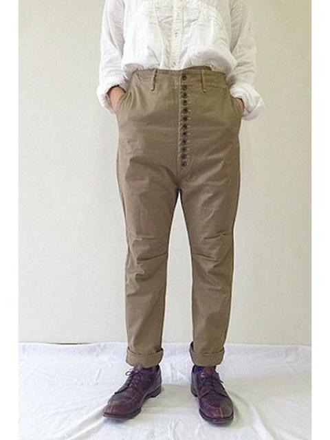 Kapital KAPITAL Khaki 12 Button Fly Work Pants Trousers
