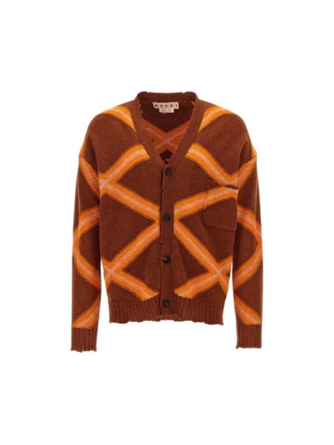 Marni Marni Macro Argyle Cardigan Orange