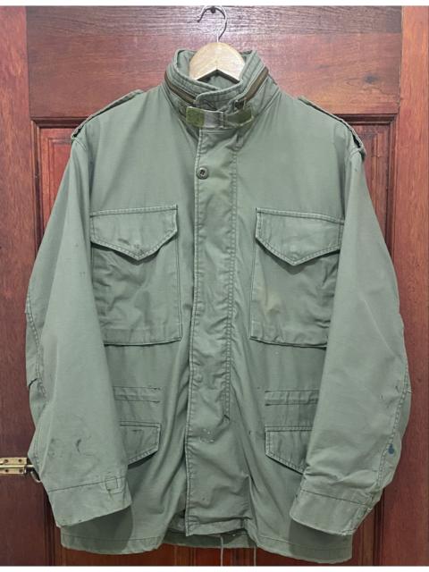 ALPHA INDUSTRIES Vintage 80's M-65 Alpha Beige Military Parka Jacket Painted