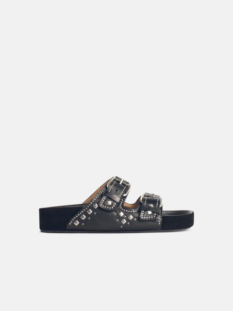 Isabel Marant Étoile 'LENNYO' BLACK LEATHER SLIPPERS