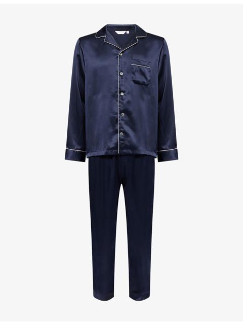 Derek Rose Bailey Piped Silk Pyjamas